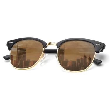 Imagem de Óculos de sol polarizados para homens, óculos de sol masculinos clássicos com armação de metal polarizado para dirigir e pescar, Preto fosco/marrom