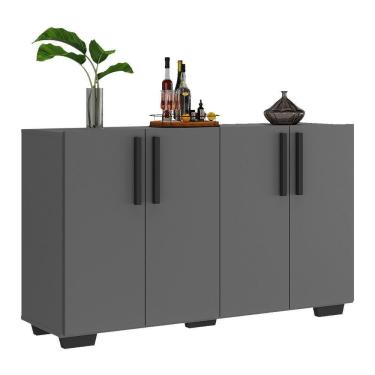 Imagem de Aparador Buffet 4 Portas Com Pés Quadrados Viena V3607 Grafite/Preto Grafite/Preto