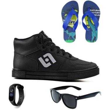 Imagem de Tenis Infantil Meninos Botinha Cano Alto Escolar Casual Basico + Chine