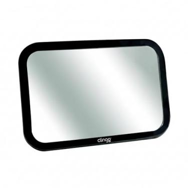 Imagem de Retrovisor Espelho Interno Retangular para Monitoramento de Crianças no Carro – Instalação Prática Retangular para Carro Plástico Preto com Velcro