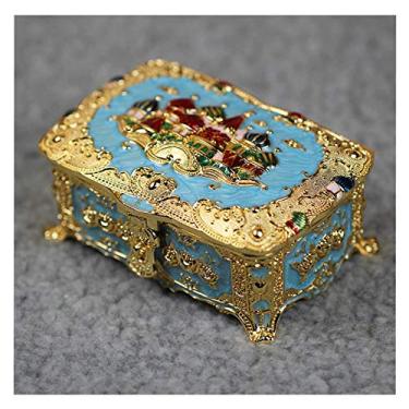 Imagem de Caixas de joias vintage caixa de joias de metal pequena bugiganga caixa de armazenamento de joias para anéis, brincos, colar, joias antigas, lembrança, caixa de presente, organizador de joias (caixa