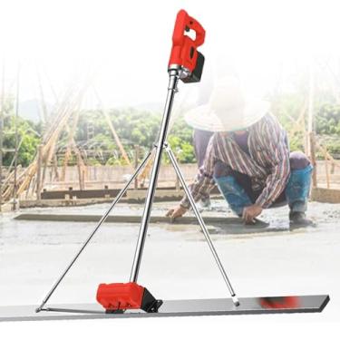 Imagem de Kit vibratório de betonilha de concreto, ferramenta de acabamento de concreto, régua de nivelamento de superfícies de cimento elétrico sem fio, com placa de aço inoxidável de 1,5 m (1 bateria)