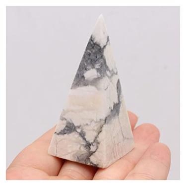 Imagem de ASPROD Ornamento de pirâmide pedra de cristal natural quartzo rosa pedra olho de tigre artesanato mesa escritório bugiganga decoração de joias pedras primárias e minerais (cor: turquesa branca
