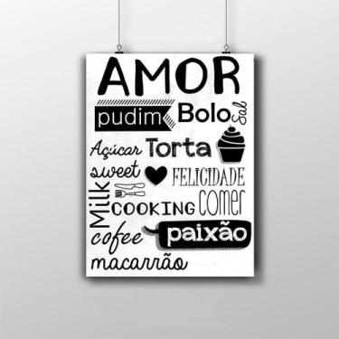 Imagem de Placa Decorativa Amor Na Cozinha - Palavras - Artesanal