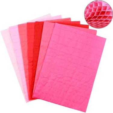 Imagem de Pacote com 7 blocos de papel de favo de mel para artesanato 3D DIY e cartões pop-up, bloco de papel de tecido de favo de mel para enfeites de cartões. Cores vermelhas sortidas 30 camadas Mini linha de