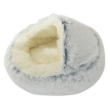Imagem de Cama para Gato Dormir Pelúcia Quente Caverna de Confortável Apoiadora Fácil Limpar Fundo Adequado Pets Pequenos e Médios