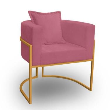 Imagem de Poltrona para Sala Base de Metal Dourada Reforçada Liz Veludo - LH Dec