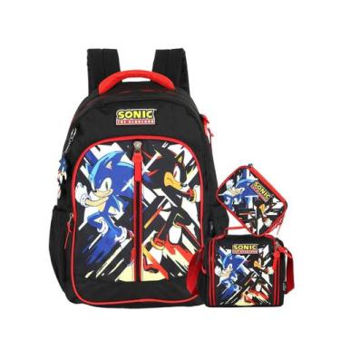 Imagem de Kit Sonic Mochila Costas + Lancheira + Estojo Box Game - Luxcel