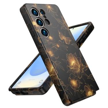 Imagem de ACKETBOX Capa para Samsung Galaxy S25 Ultra, capa protetora de 3 camadas à prova de choque, híbrida resistente projetada para antiqueda, borboleta preta antiarranhões