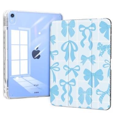 Imagem de Piznernico Capa fina para iPad 11ª geração A16 Chip 2025, iPad 10ª geração 10 polegadas 2022 com suporte para lápis, capa traseira transparente transparente, suporte estável com três dobras, laços