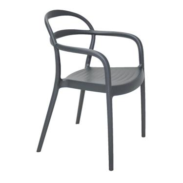 Imagem de Cadeira Tramontina Sissi Em Polipropileno E Fibra De Vidro Com Braços Grafite 92045007