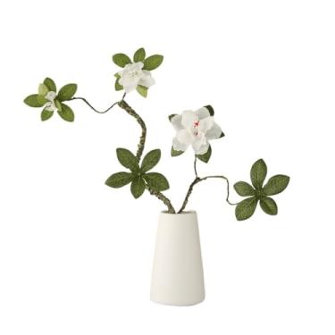 Imagem de CFGH6FDF Planta de simulação de azaléia para festa, sala de estar, escritório, decoração, arranjo de cerâmica, vaso de flores para jardim