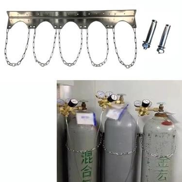 Imagem de Suporte de tanque de oxigênio montado na parede - Suporte de cilindro de gás de aço inoxidável com 2 parafusos, rack fixo que economiza espaço para hospitais e laboratórios, suporte de tanque de