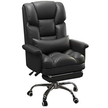 Imagem de Cadeira ergonômica com apoio para os pés cadeira de computador cadeira de escritório ergonômica cadeira de escritório executiva grande encosto alto cadeiras de trabalho de couro PU com encosto de 135°