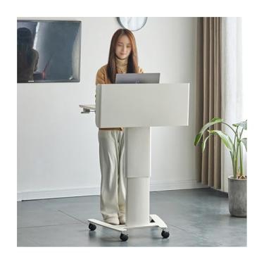 Imagem de Púlpito de chão, suporte de pódio móvel, púlpitos de madeira para igreja, mesa de madeira, púlpitos, púlpitos de madeira, púlpitos de madeira, mesa de recepção do cliente (branco, modelo atualizado)