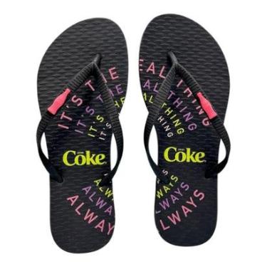 Imagem de Chinelo Coca Cola Feminino Its Coke Sandália Dedo Estampada CC4650 Preto-Feminino