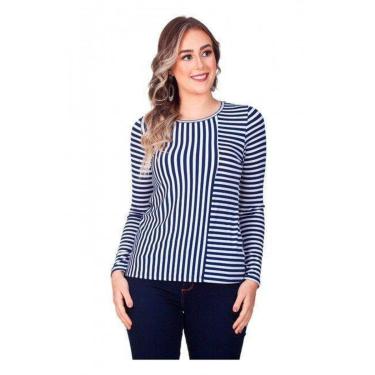 Imagem de Blusa Feminina Manga Longa em Visco Listrada-Feminino
