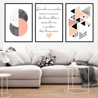 Imagem de Kit 3 Quadros Decorativos Geométrico Guarda-me Senhor