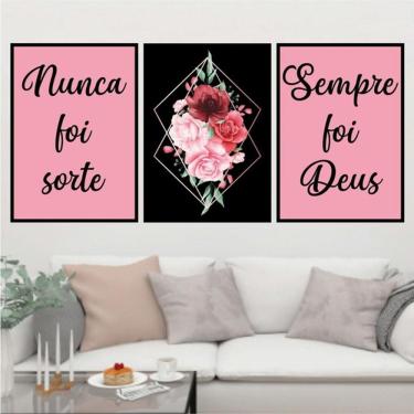 Imagem de Kit 3 Quadros Decorativos Sempre Foi Deus - Flor