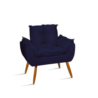 Imagem de Poltrona Decorativa Opala Sala Quarto Escritório Suede Fibra Siliconada Azul Balaqui Decor