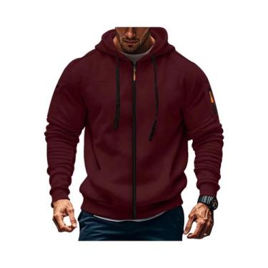 Imagem de Moletom Masculino Slim Fit Com Capuz E Zíper, Manga Longa, Design Casu