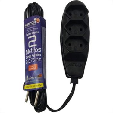 Imagem de Extensao Naticon Paralela 3Tom 2P 075X2M Preta 001