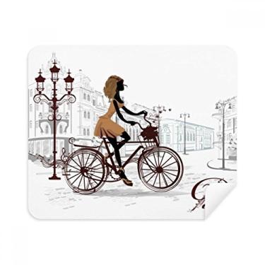 Imagem de Pano de limpeza Bicycle Lady France Illustration Pattern Cleaner, 2 peças, tecido de camurça