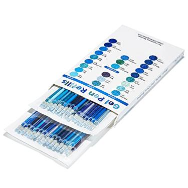 Imagem de Recargas de caneta de gel OfficeGoods – 2 conjuntos de 24 cores em cada conjunto com 40% mais tinta, para animais, pássaros, oceano, céu e paisagens – cores vivas premium em glitter e clássico, Azul