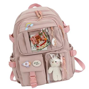 Imagem de Milageto Mochilas Femininas Bonitas à Prova de Roubo Livro Multi-bolso com Pin Bear Bol...