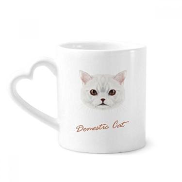 Imagem de Caneca de animal de estimação de gato doméstico branco caneca de café cerâmica copo de coração de vidro