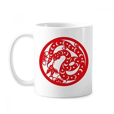 Imagem de Caneca de cerâmica com estampa de serpente animal China zodíaco em papel cerâmica xícara de porcelana de café louça