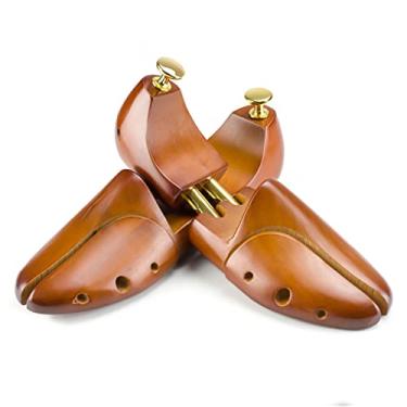 Imagem de 1 par de árvores de sapato ajustável de madeira maciça botão de suporte de sapato masculino modelador de sapato feminino modelador de cuidado de sapato/920 (Color : Brown, Size : 37-38)