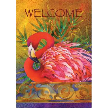 Imagem de Toland Home Garden 119458 Bandeira decorativa de jardim flamingo rosa 32 x 45 cm (12,5 x 45,7 cm)