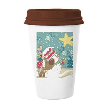 Imagem de Caneca de Natal boneco de neve floco de neve para cachorro caneca de café copo de cerâmica