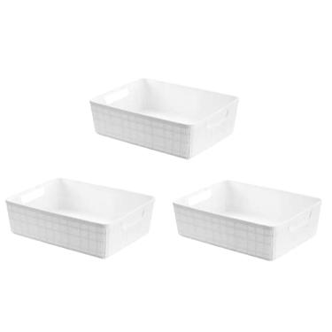 Imagem de Kit 3 Cestos Organizadores Multiuso Decorativo Rattan 4,7L Cor: Branco