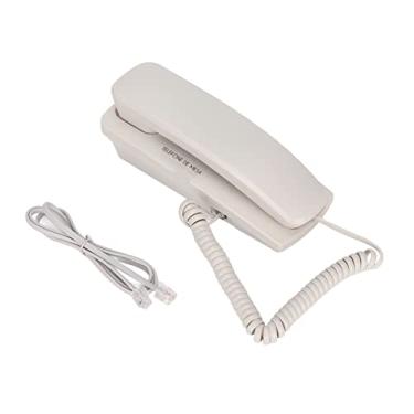 Imagem de Telefones fixos, telefone de parede com função de rediscagem mudo, resistente ao desgaste, botão oval com fio para idosos, telefone doméstico retrô montável na parede para casa escritório hotel (branco)