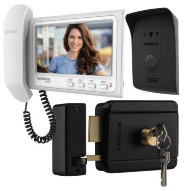 Imagem de Kit 1 Vídeo Porteiro Interfone Ivr 1070 Hs + 1 Fechadura