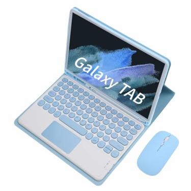 Imagem de Capa de Teclado para Samsung Galaxy Tab A7 10.4'' 2020 (SM-T500/T505/T507) com Trackpad, Teclado Bluetooth Magnético Destacável, Tampa Macia TPU Back Stand com Mouse,Blue