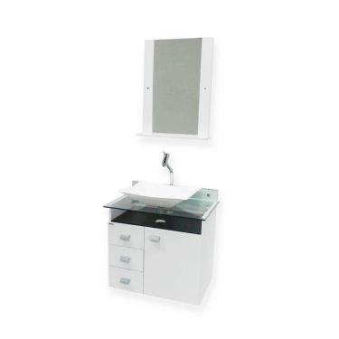 Imagem de Gabinete de banheiro com cuba e espelheira Classic 39x68cm branco e preto Bonatto