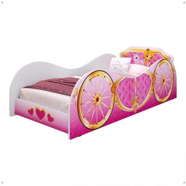 Imagem de Mini Cama Infantil Carruagem Montessoriana MDF Lateral Grade Proteção Decoração Quarto Feminino Tema Princesa Unicórnio Menina - RPM