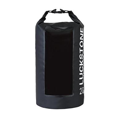 Imagem de LUCKSTONE Saco impermeável Roll-top de PVC impermeável saco de armazenamento saco seco rafting esportes caiaque canoagem natação bolsa com janela transparente (preto, 20L)