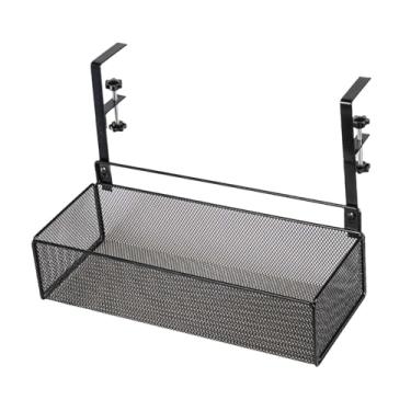 Imagem de Ioensy Sob a mesa de armazenamento titular braçadeira na mesa organização malha ferro resistente sob mesa rack armazenamento lateral para banheiro escola, preto