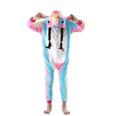 Imagem de SimZoo Pijamas de animais infantis, fantasia cosplay de unicórnio para meninos e meninas, roupa de dormir unissex de uma peça 3 a 11 anos, Arco-íris, 12-13 Anos
