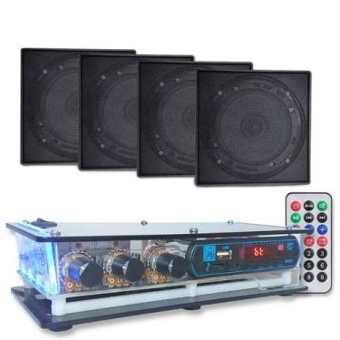 Imagem de Kit Som Ambiente Rc Bt Pc Note + 4 Caixas Quadradas Embutir - ORION