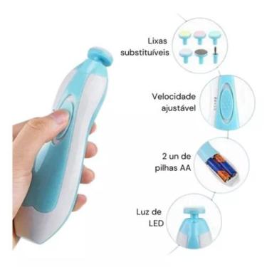Imagem de Cortador Elétrico De Unhas Baby Recém Nascido Azul Lixa de Unhas Eletr