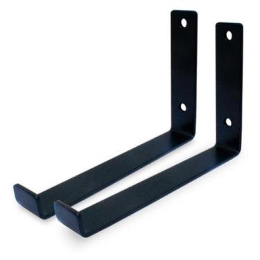 Imagem de Kit 2 Mão Francesa Invertida 30cm Ferro 25mm Preto Suporte - Metalize