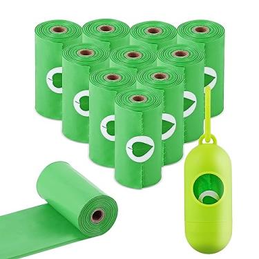 Imagem de Sacos de cocô de cachorro com dispensador, sacos de lixo para animais de estimação, sacos para cães, à prova de vazamento garantido e rolos de refil de saco de lixo extra grosso para cães, perfumado de lavanda, 150 sacos com suporte, 33 cm x 23 cm