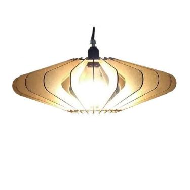 Imagem de Lustre Luminária Pendente de Madeira MDF Mod. OVNI - ECOilumi