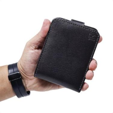 Imagem de Carteira masculina em couro legitimo porta cartao romoro, Preto