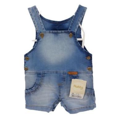 Imagem de Macacão Jardineira Jeans Luxo Bebê Menino Verão Enxoval 2259 - Katita,